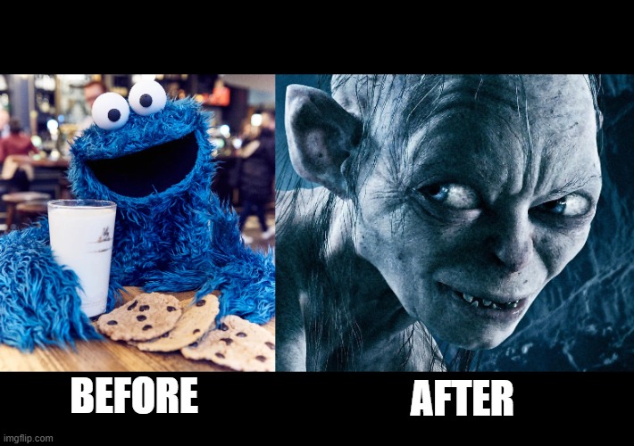 File:Before After - Cookie Monster and Gollum.jpg