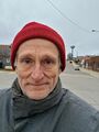 Self portrait (6 November 2025) @ 3:23 p.m. Chapman Street near Central Avenue, view to the west.